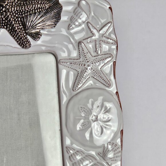 Coastal Ceramic Seashell Starfish Seahorse Photo Frame 4x6 Beach Decor - Picture 5 of 15